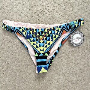 NEW Mara Hoffman Geometric Print Green Bikini Bottoms Women’s Size Small